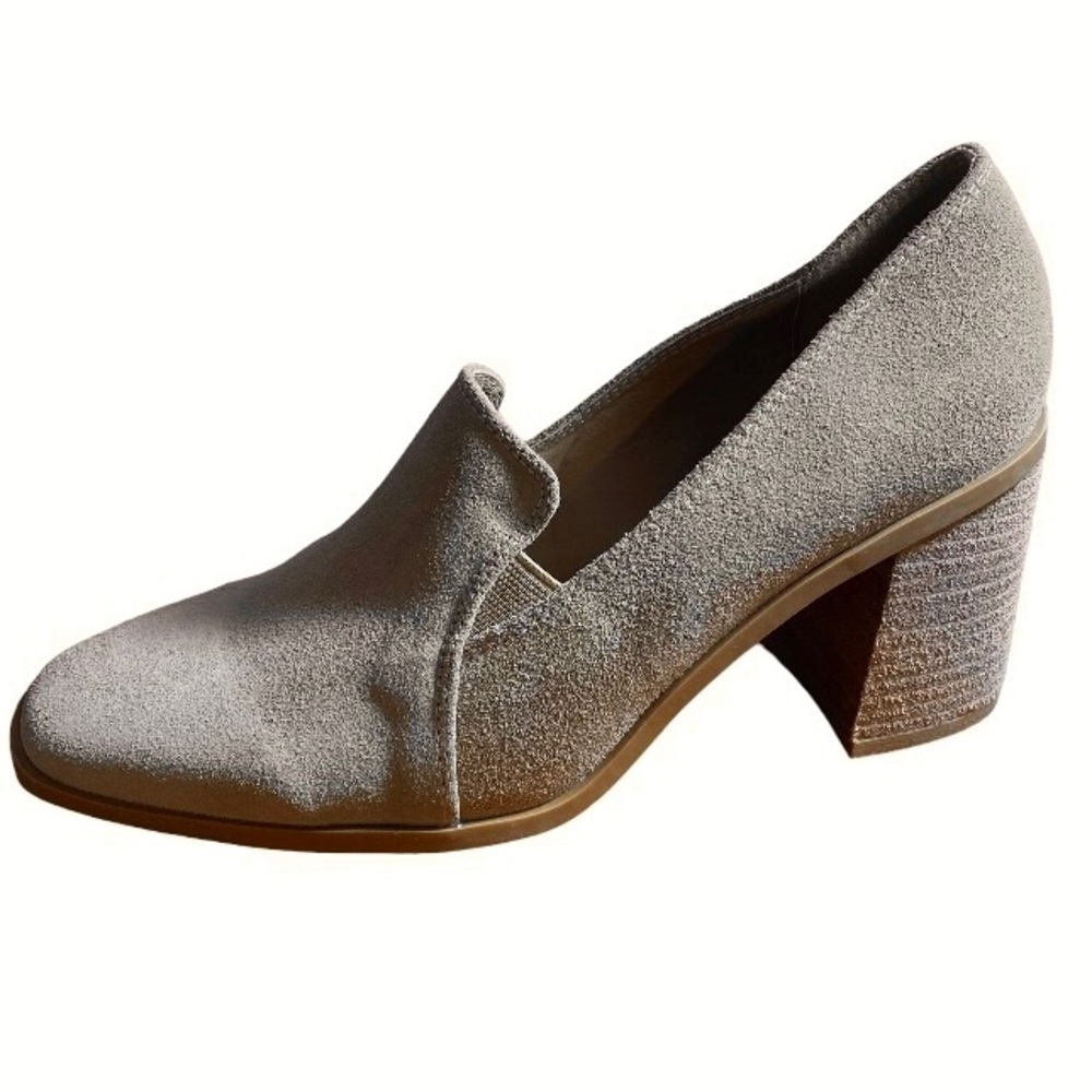 Joie Heeled Loafers Suede Square Toe Block Heel Tan Cushion Insole Womens Size 8 - Picture 2 of 13